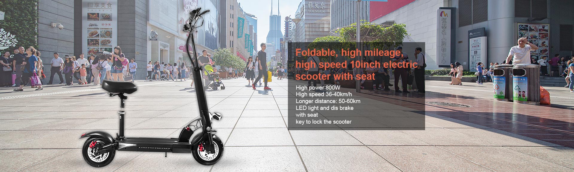 10inch long mileage Foldable Escooter